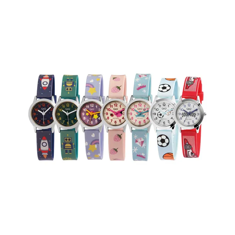 Q&Q Quartz White Dial Resin Red Strap Watch- QC29J334Y